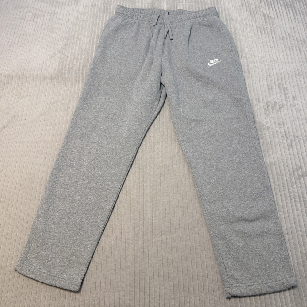 Nike Sweatpants Mens L Gray Club Fleece Straight Leg Snap Button BV2707-063
